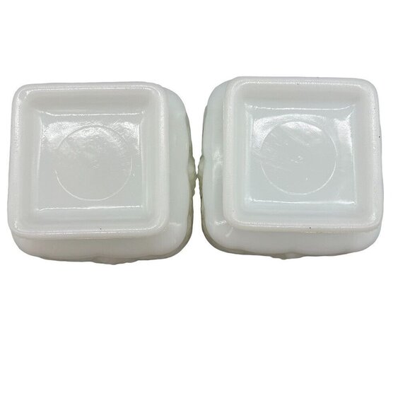 Vintage Anchor Hocking Milk Glass Square Grape Footed Planter Candy Dish EUC - Picture 10 of 13